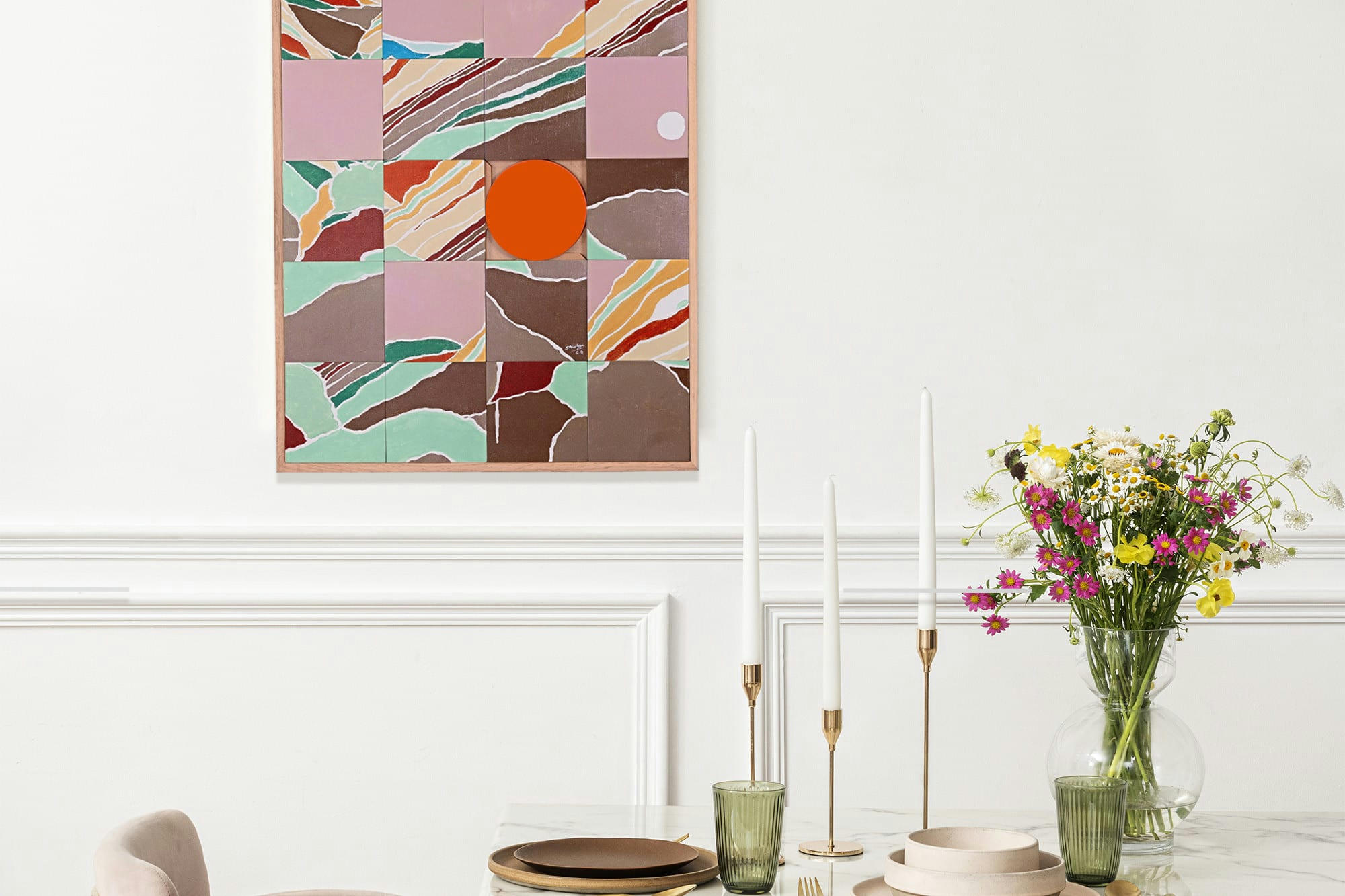 PAYSAGE INTERIEUR - Tableau en bois taquin œuvre originale  63 x 78