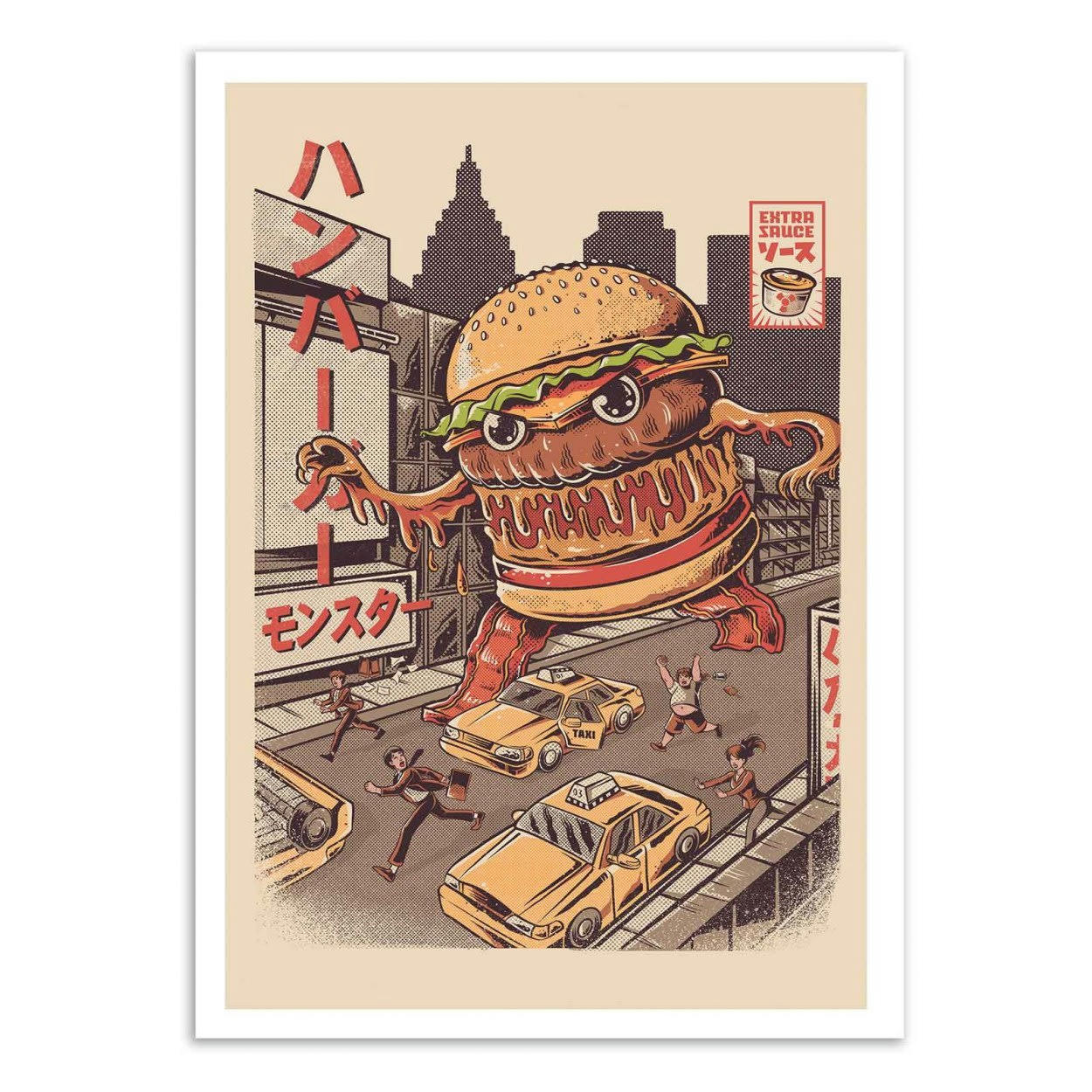 ILUSTRATA - BURGERZILLA - Affiche d'art 50 x 70 cm