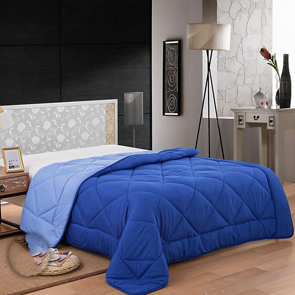 Couette En Microfibre Bicolore 240x200cm bleu Herzberg HG2420BCO-BLUE
