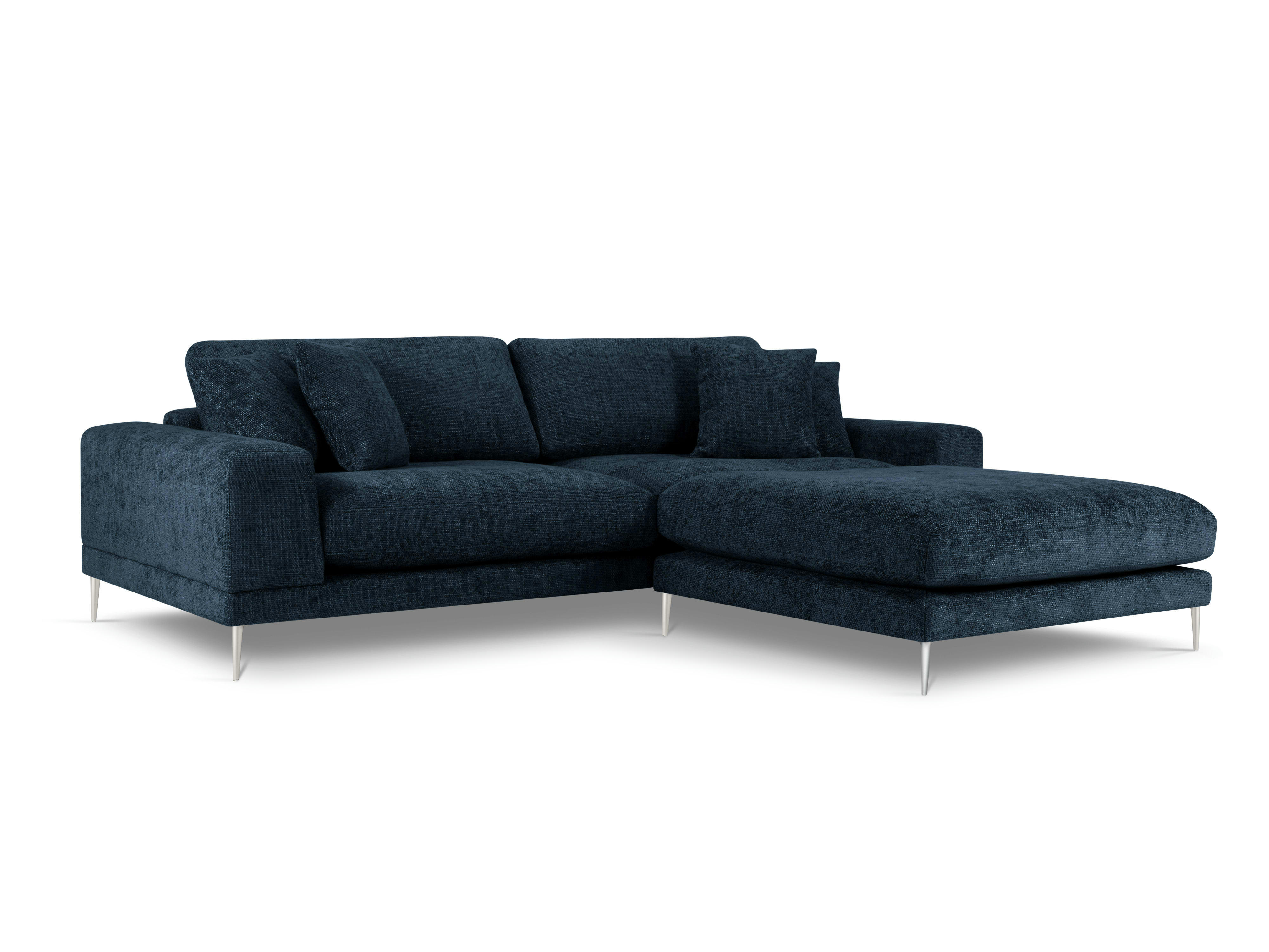 JOG - Canapé d'angle droit 5 places en tissu structuré bleu