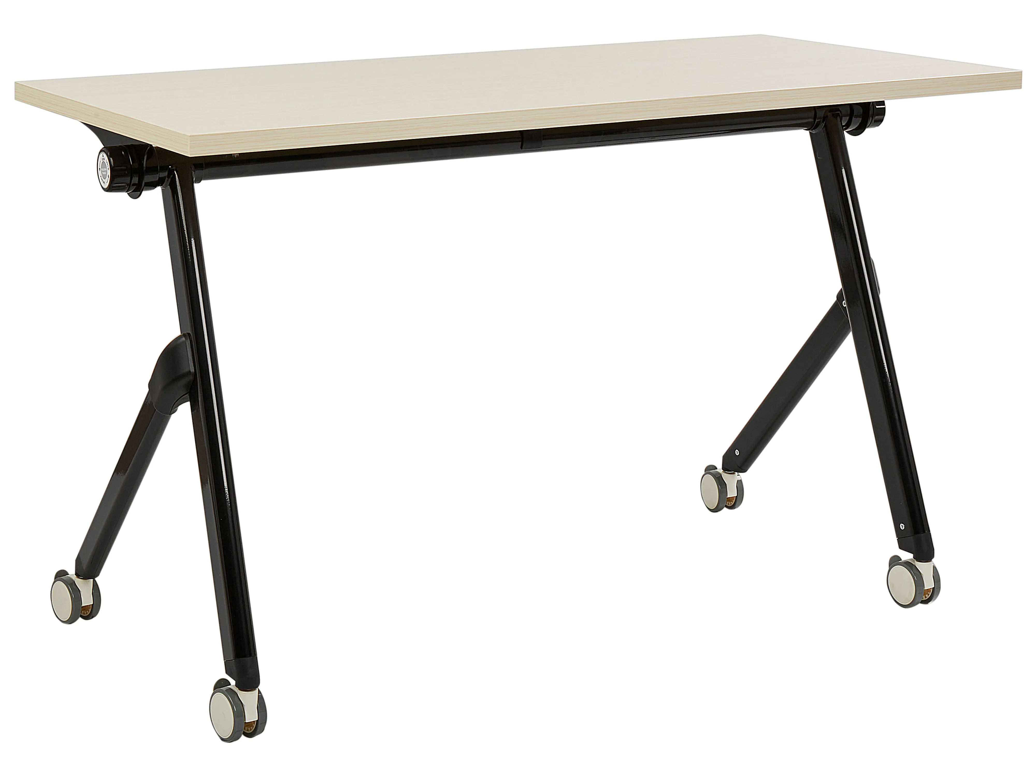 Foldable Office Desk BENDI Light Brown 120 cm 60 cm with Wheels