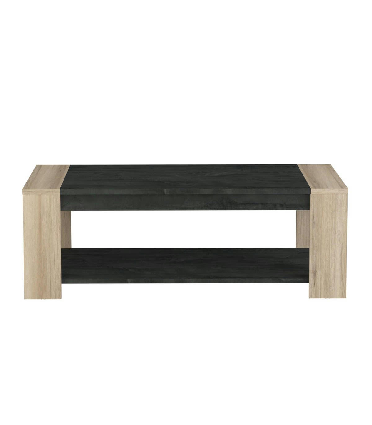 SHEFFIELD - Table Basse 2 Plateaux L109 cm - Décor chêne et ardoise