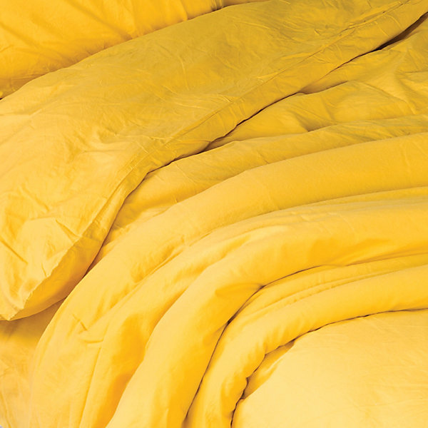 Housse de couette unie en coton Lavé (200x200 cm - Jaune Curry)