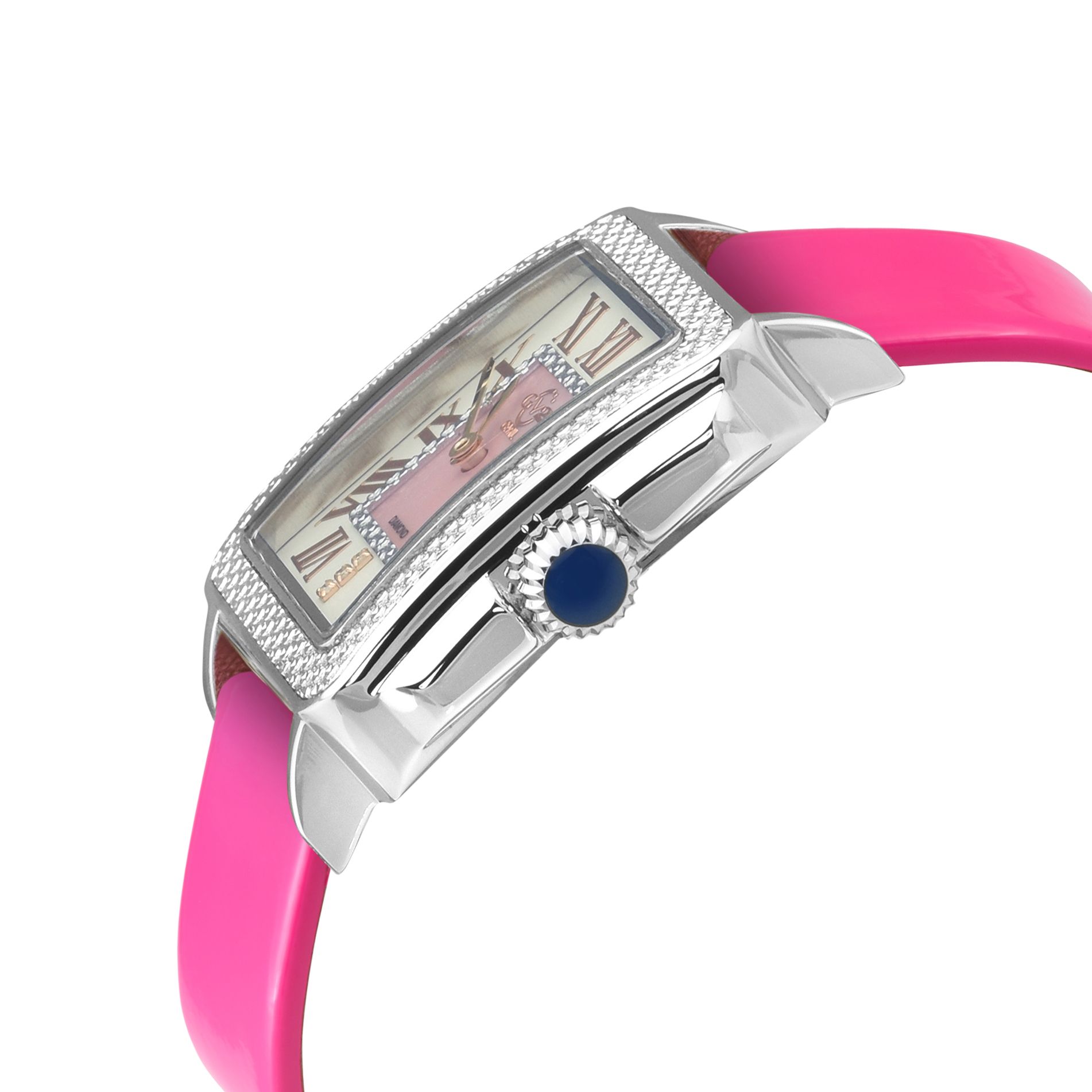 GV2 Padova, Swiss Quartz Watch, Pink MOP Dial, Genuine Hand Made Italian Leather,Saffiano Metallic Band, and Sapphire Crystal