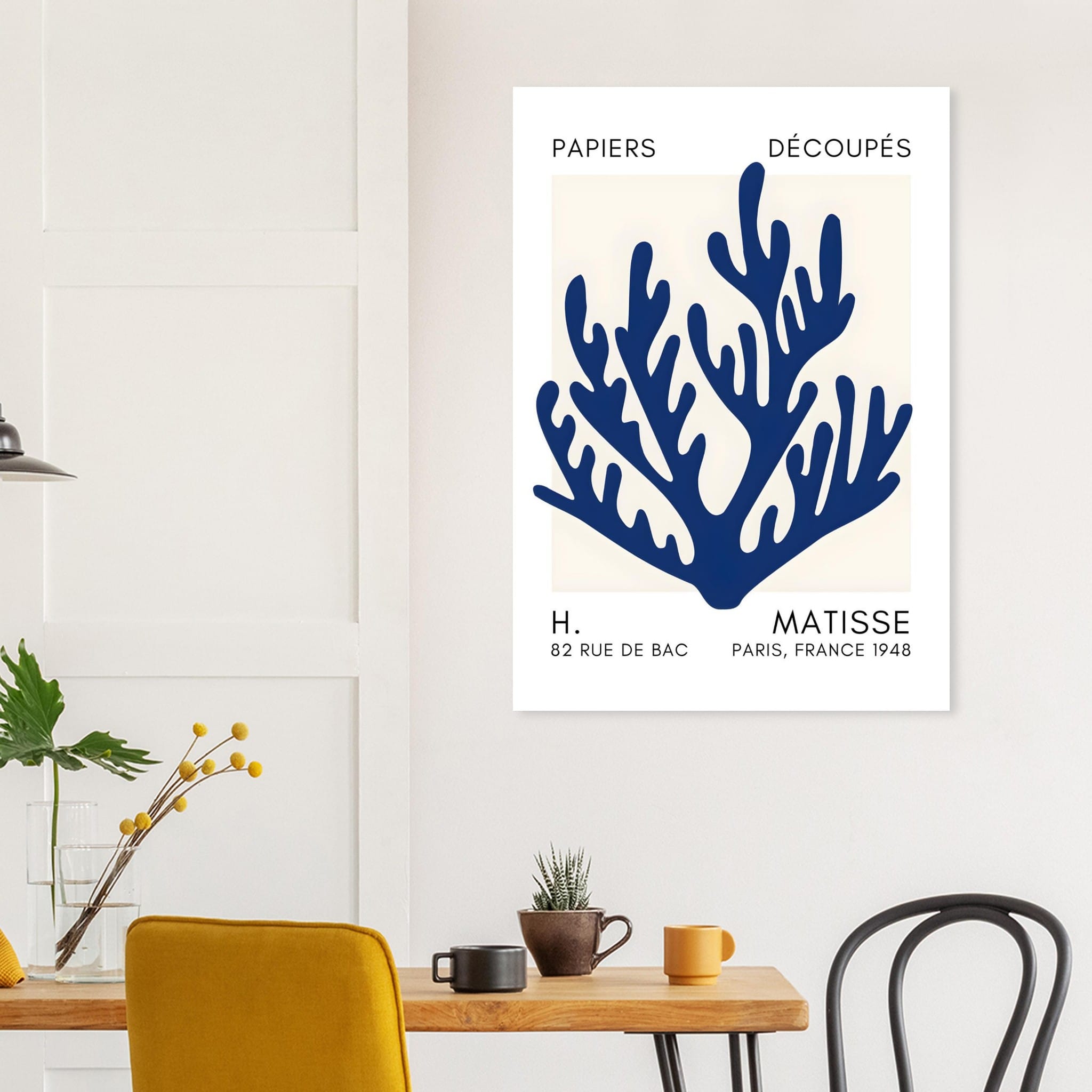Artfulprints Poster Matisse – Coral harmony navy blue II  - 70x100 cm - Blauw