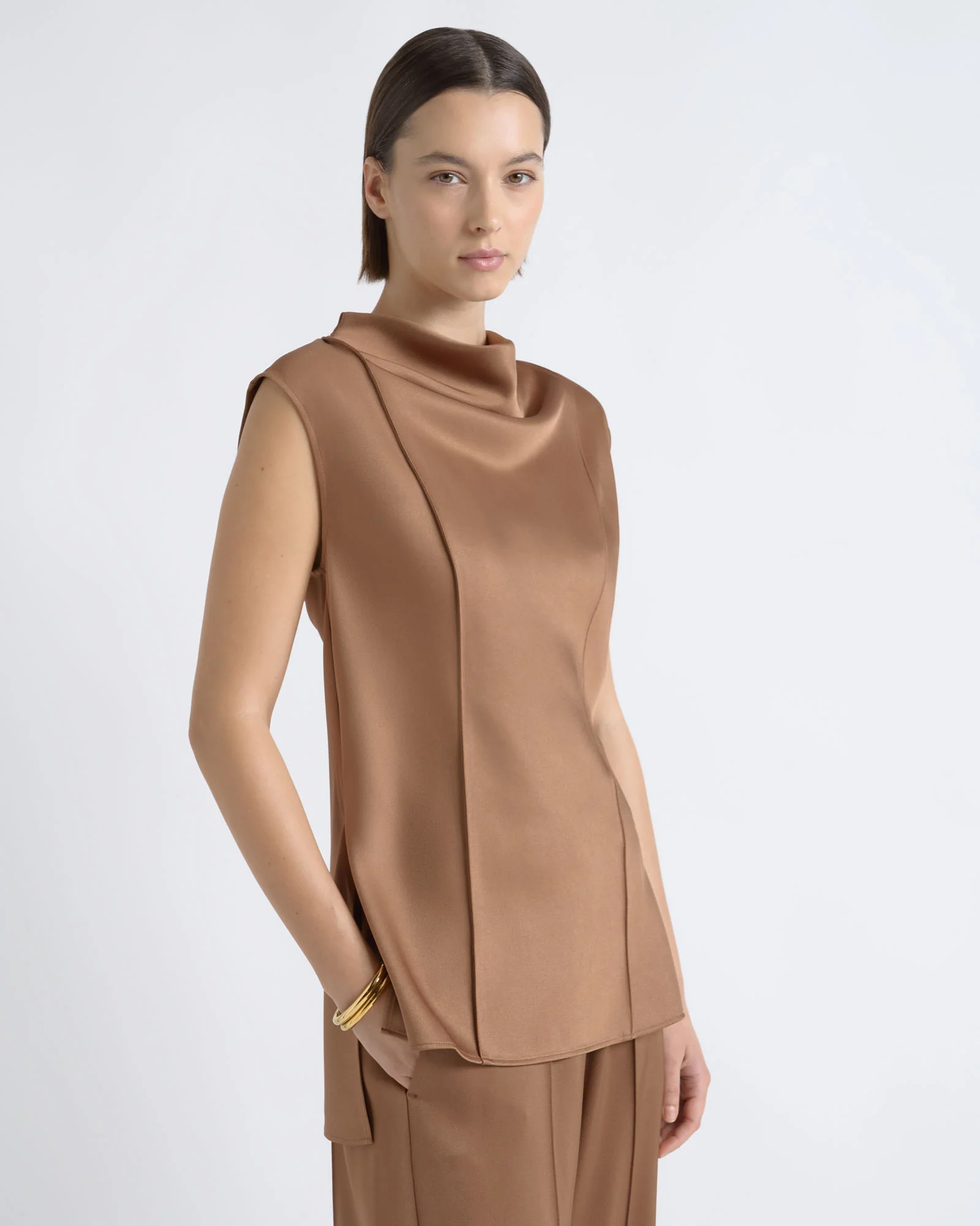Satin Pin Tuck Top