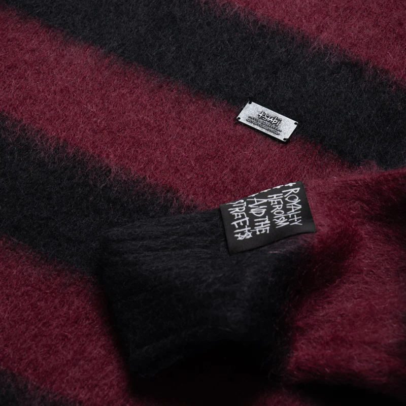 Ksubi Rugged Mohair Knit Ox Crewneck - Black/Burgundy