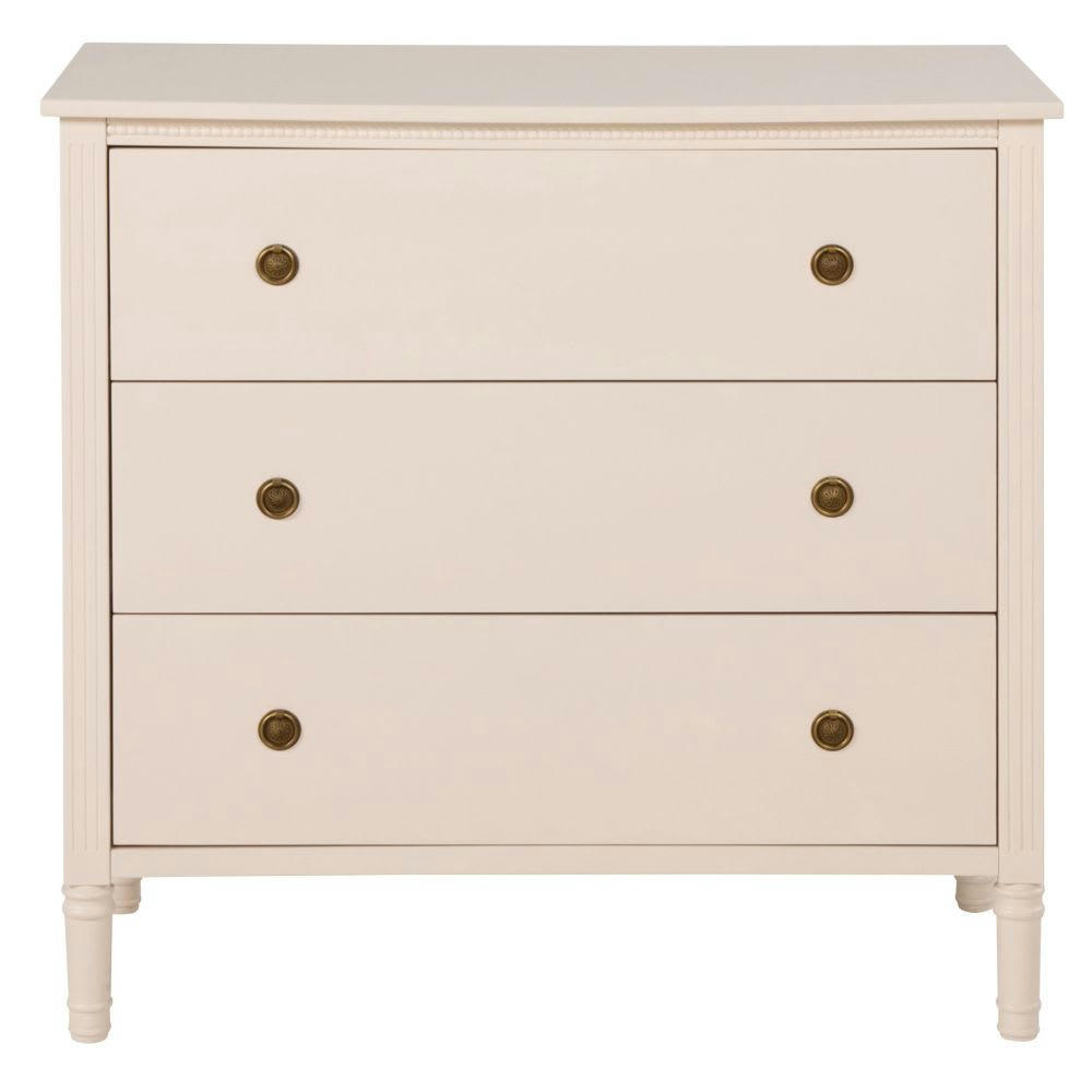 Milie - Commode compatible plan à langer 3 tiroirs beige rosé