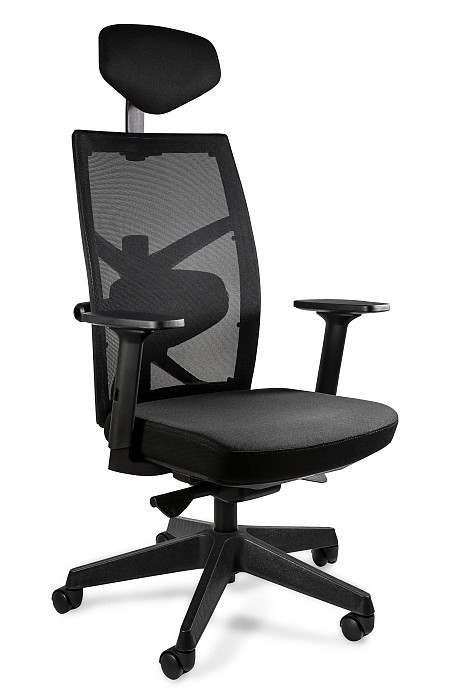 Fotel biurowy ergonomiczny TUNE czarny siatka/tkanina
