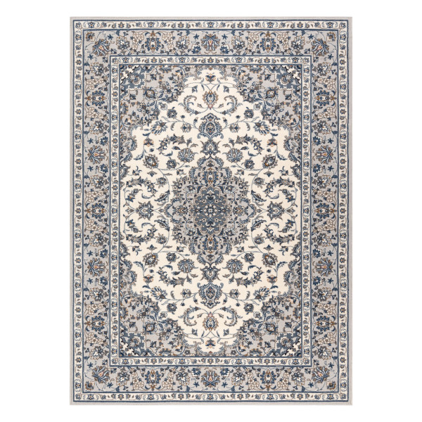 Dywan wełniany NAIN Ramka ornament 7335/51935 beż / granat 80x150 cm