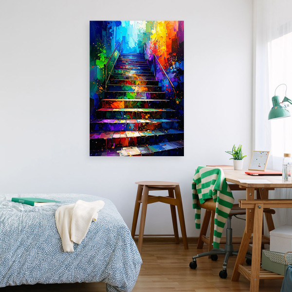 Obraz nowoczesny do salonu, Schody Kolorowe Abstrakcja 20x30