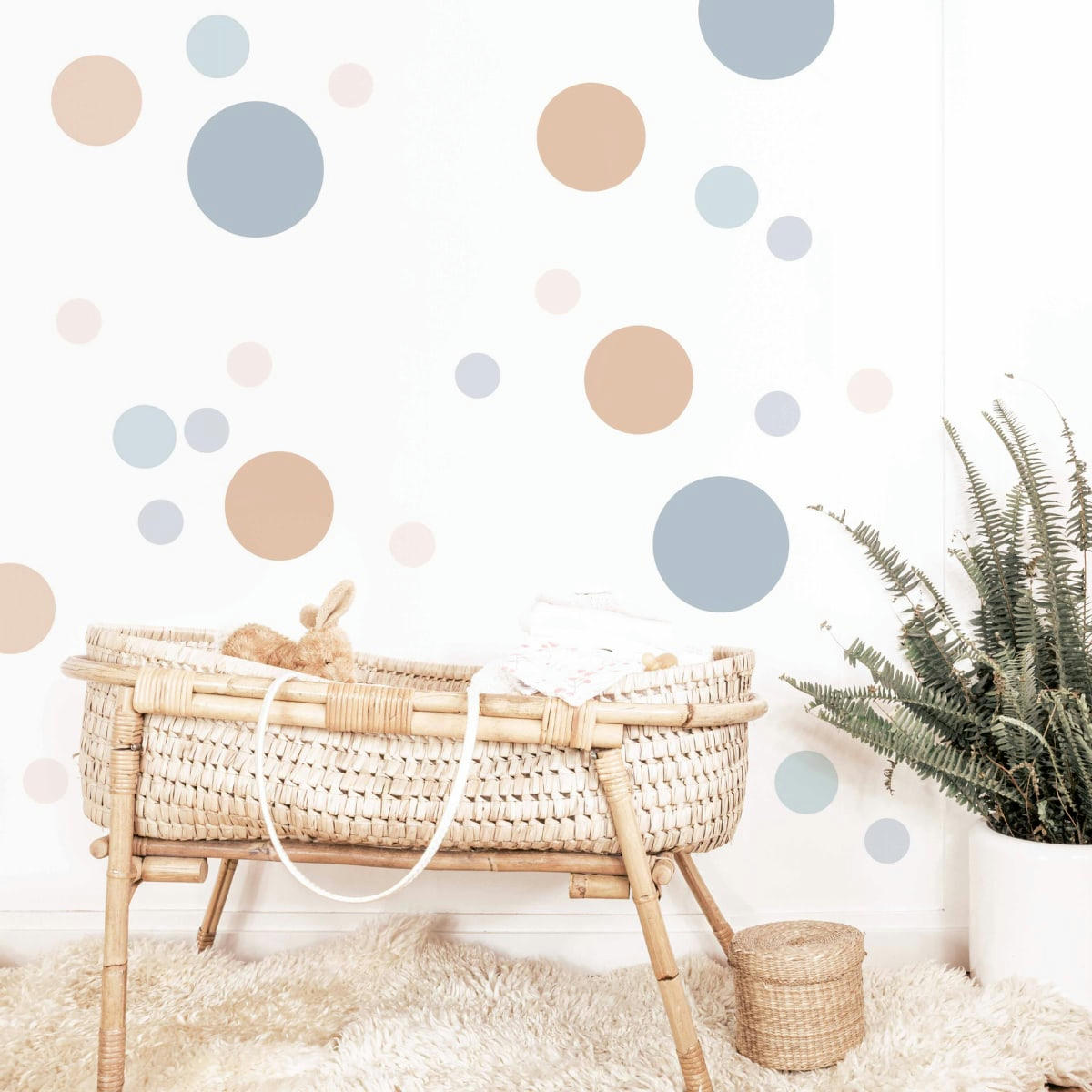 CIRCLES1 - Stickers mureaux en vinyle rondes mix bleu et beige