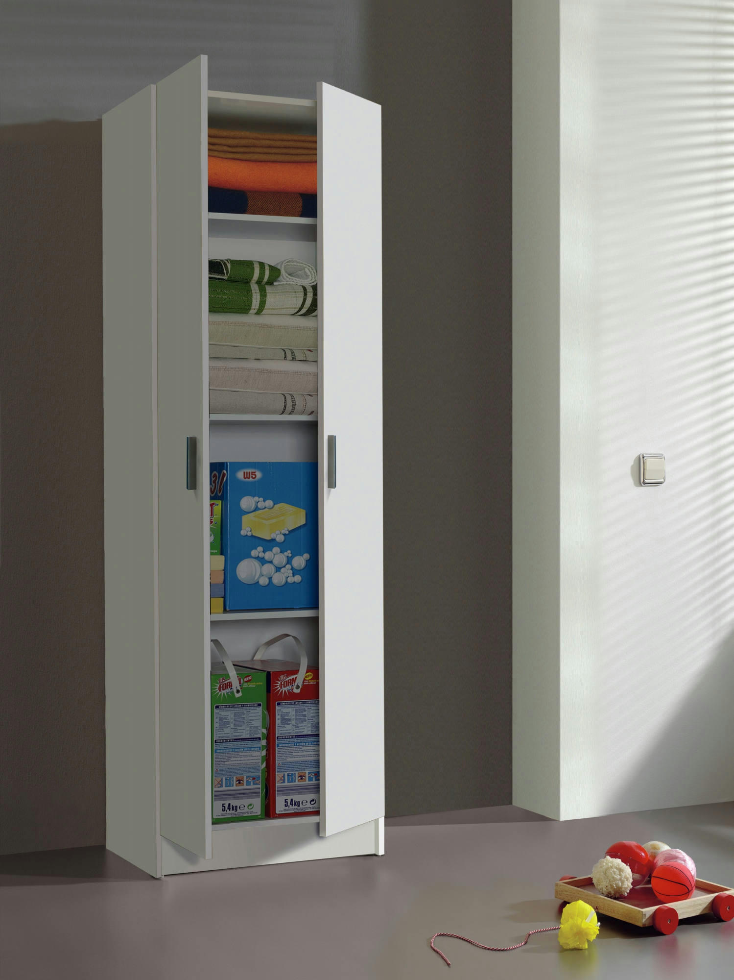 SALEM - Armoire polyvalente à 2 portes effet bois blanc