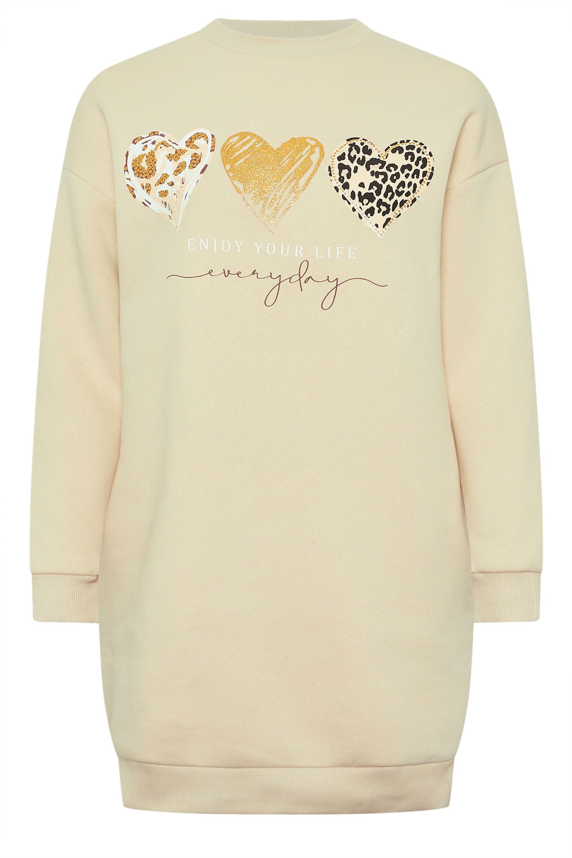 Yours Leopard Heart Sweatshirt Dress