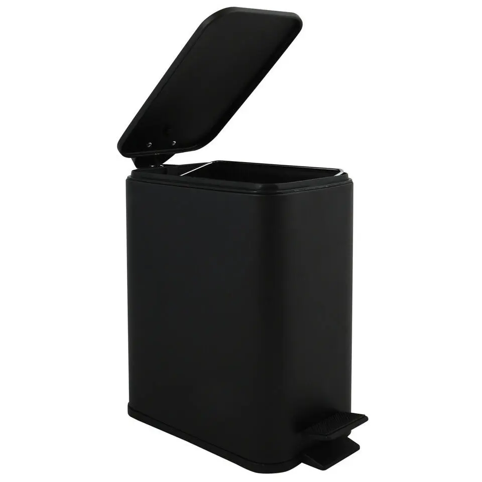 Spirella Pedaalemmer Paris - zwart - 5L - metaal - 28 x 14 x 29 cm