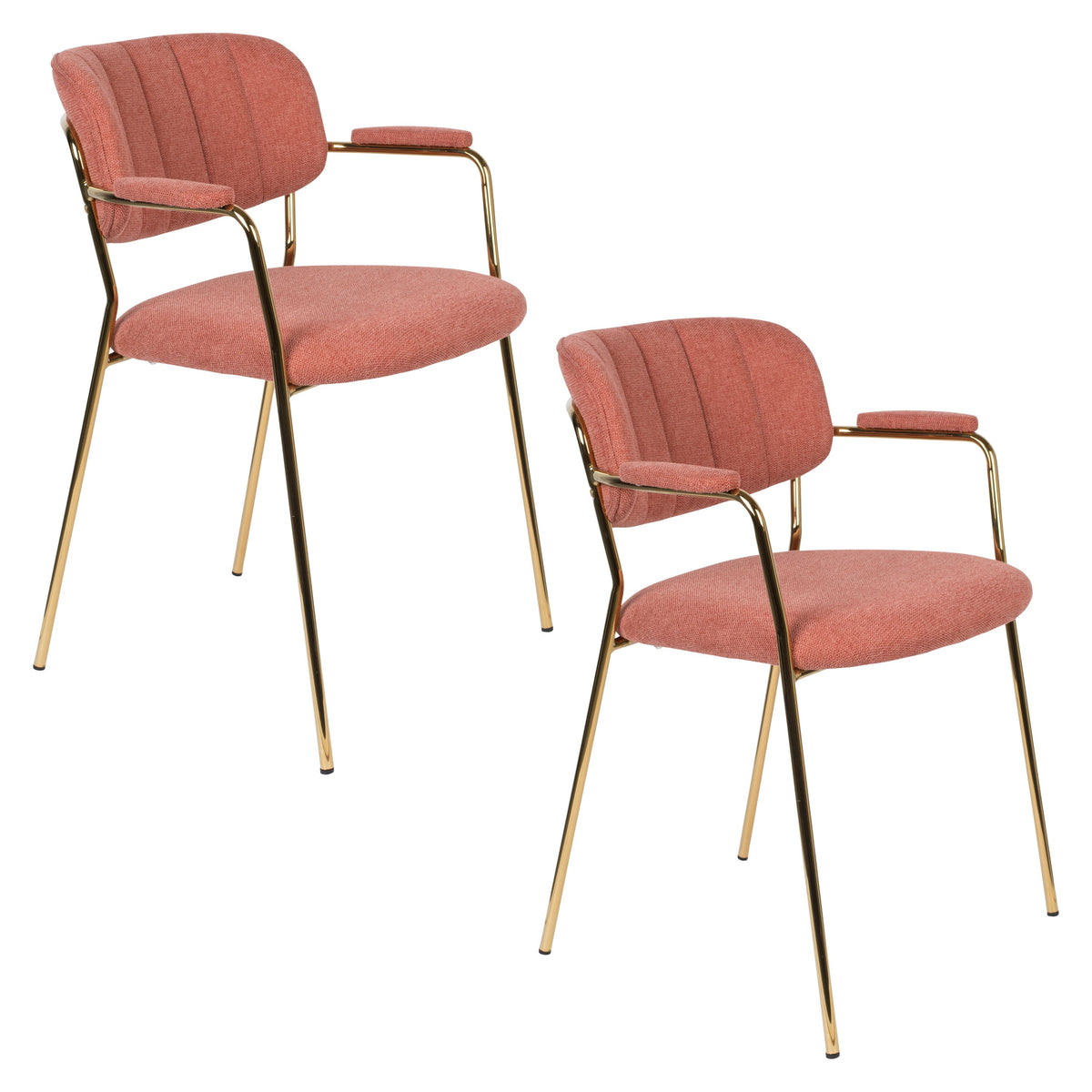 Housecraft Living Jolien Eetkamerstoelen armleuning Goud/Roze - Set van 2