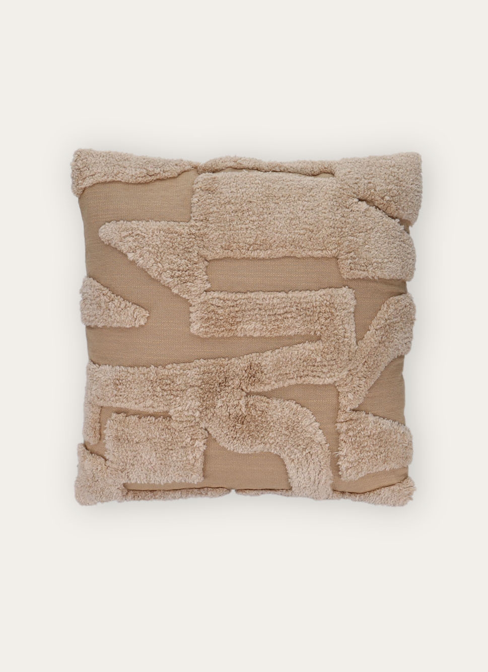 HOUSSE DE COUSSIN MOTIF GÉOMÉTRIQUE TUFTÉ BEIGE
