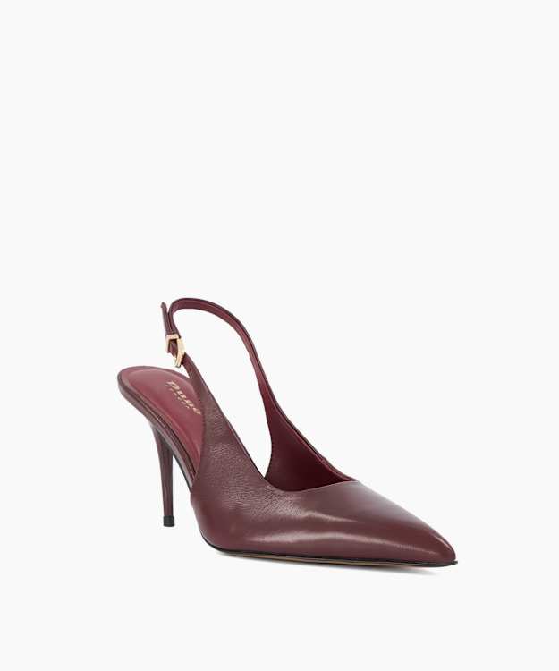 Cai Burgundy - Leather Slingback Court Shoes