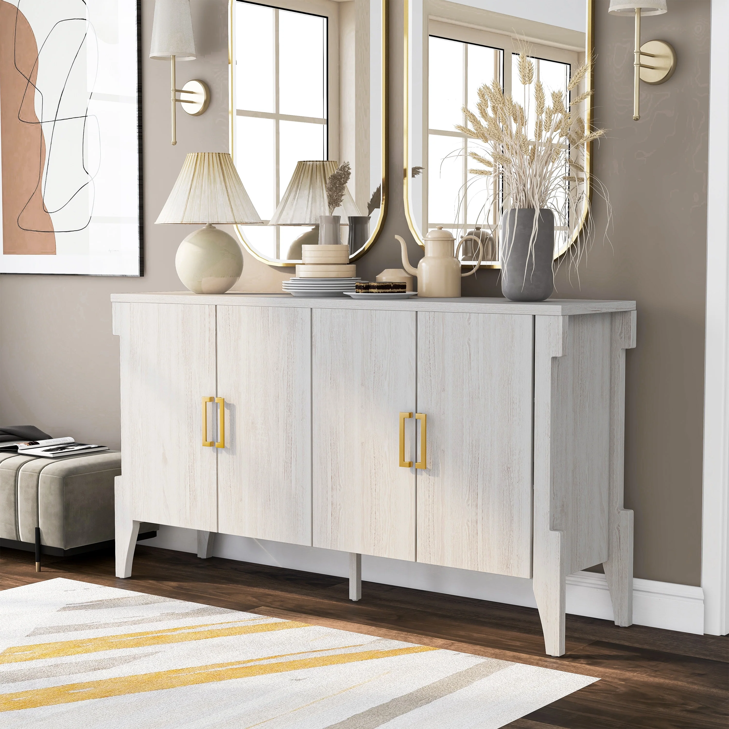 DH BASIC Transitional White Oak 60 6-shelf Buffet by Denhour