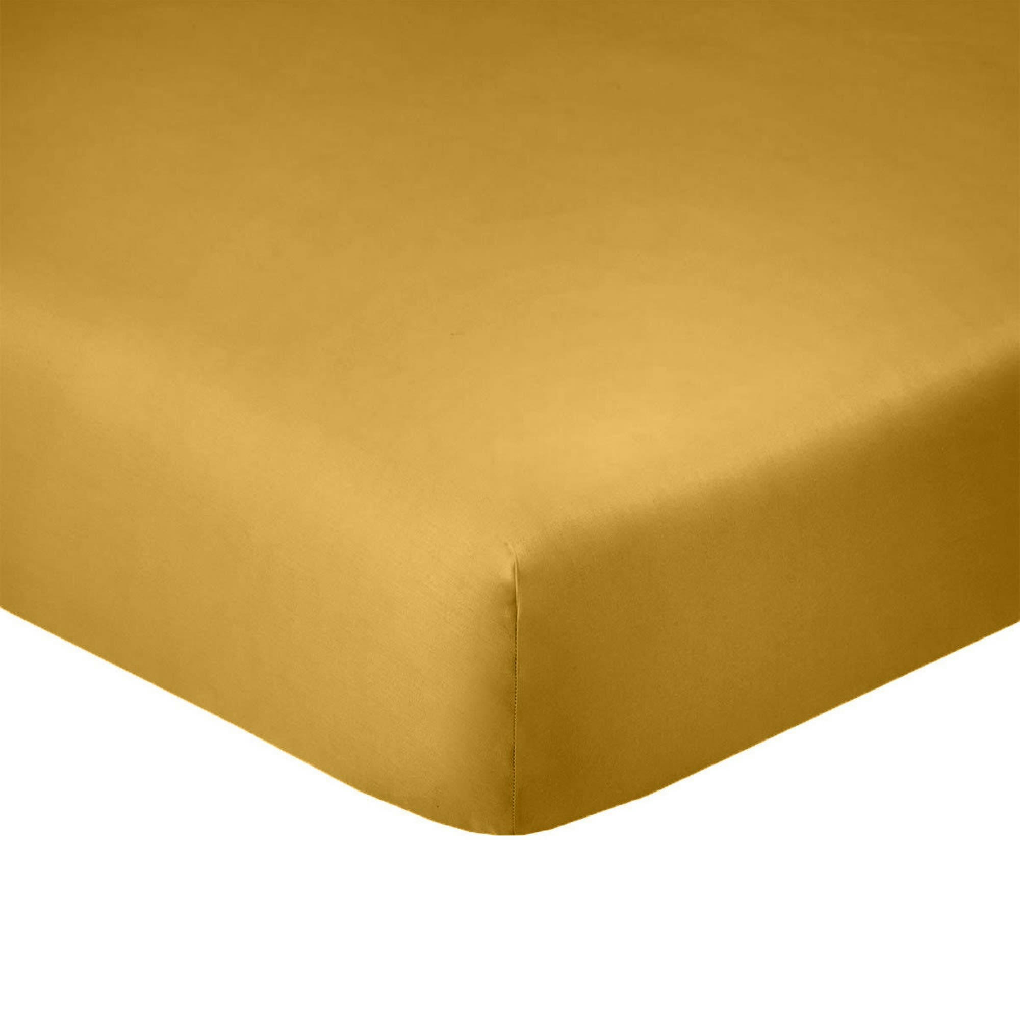 - Drap housse coton jaune 90x190 bonnet 25 cm