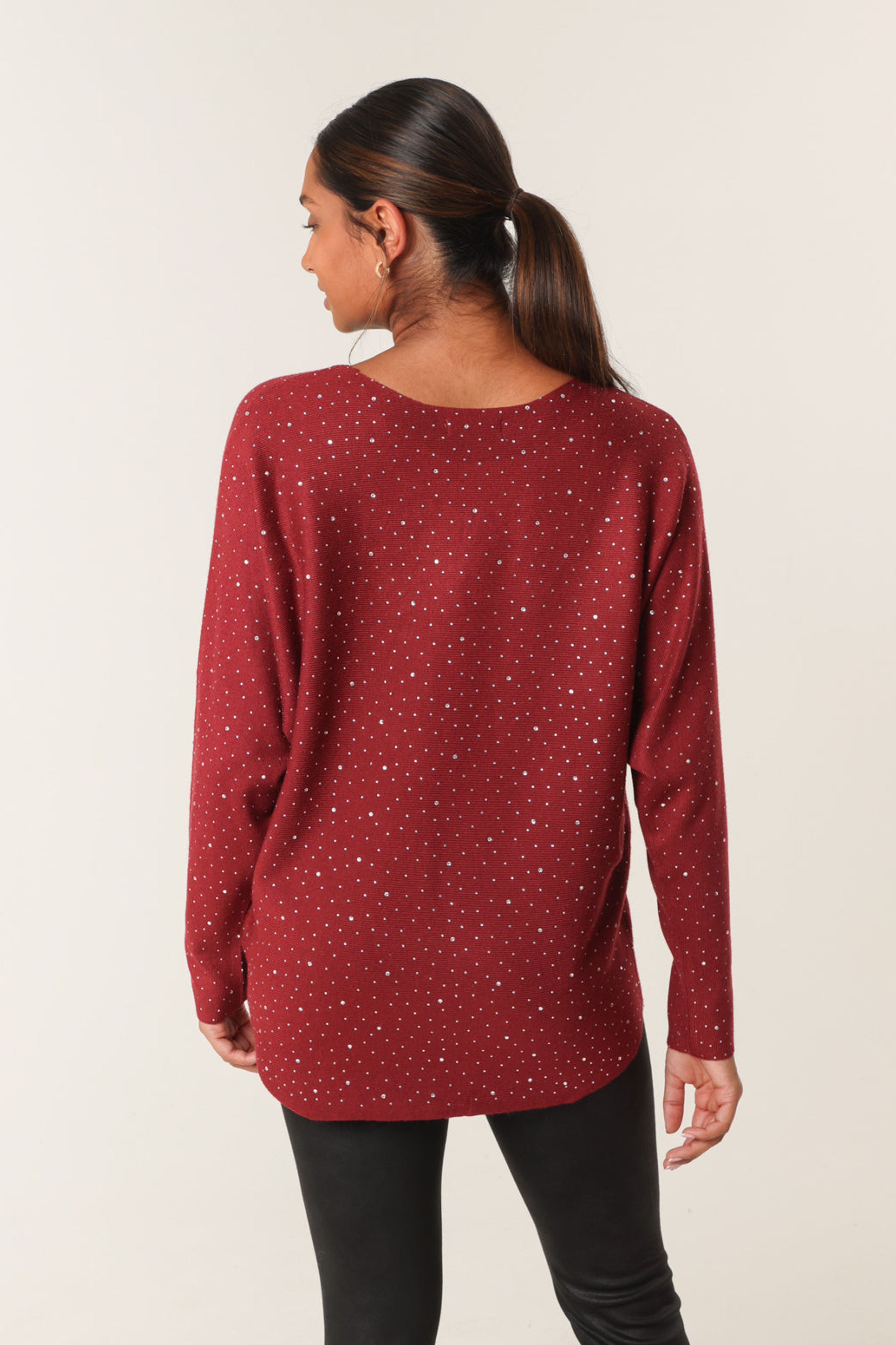 Blue Vanilla Red Jumper With Silver Rhinestones