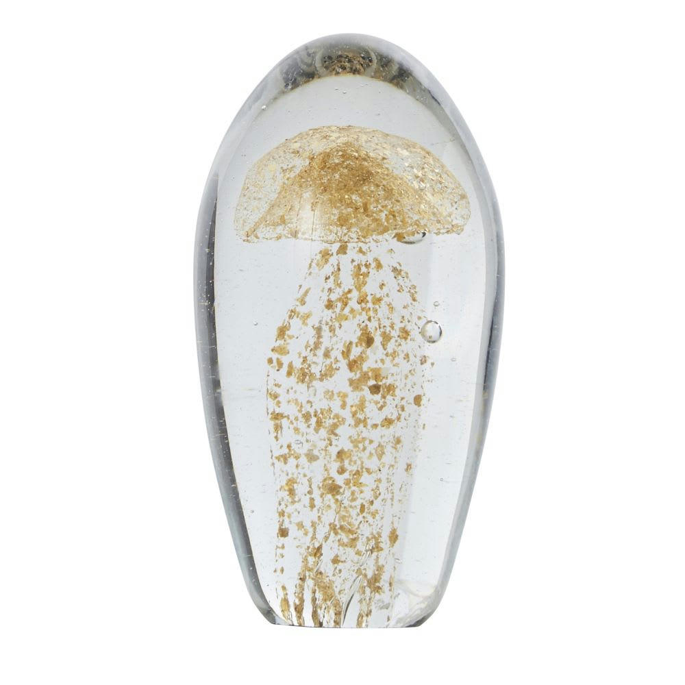 MELIYELOW - Méduse déco dorée en verre 16x8