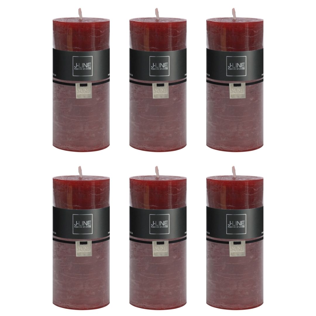 J-Line cilinderkaars - bordeaux - large - 52U - 6 stuks