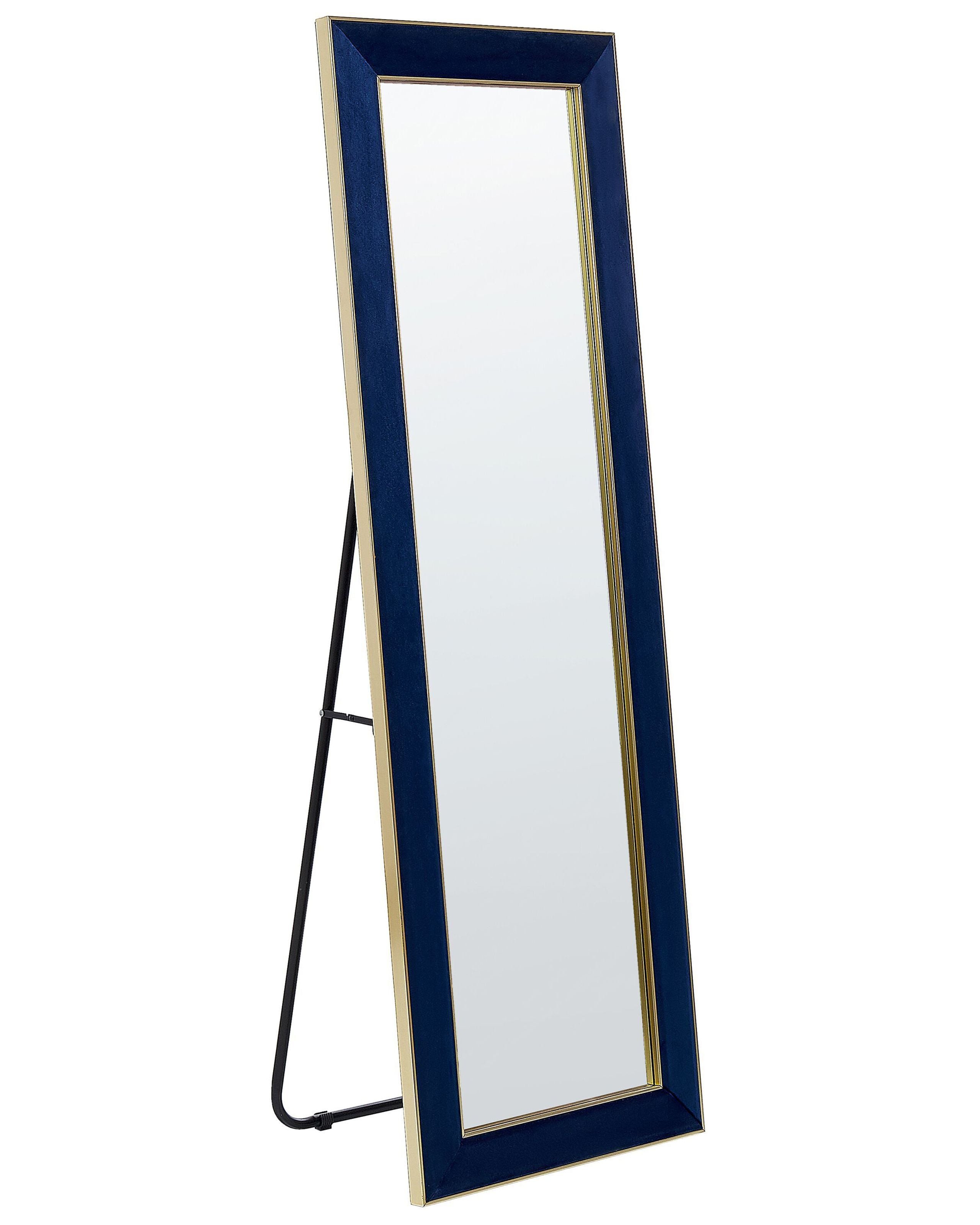 Lustro podłogowe welurowe 50 x 150 cm niebieskie