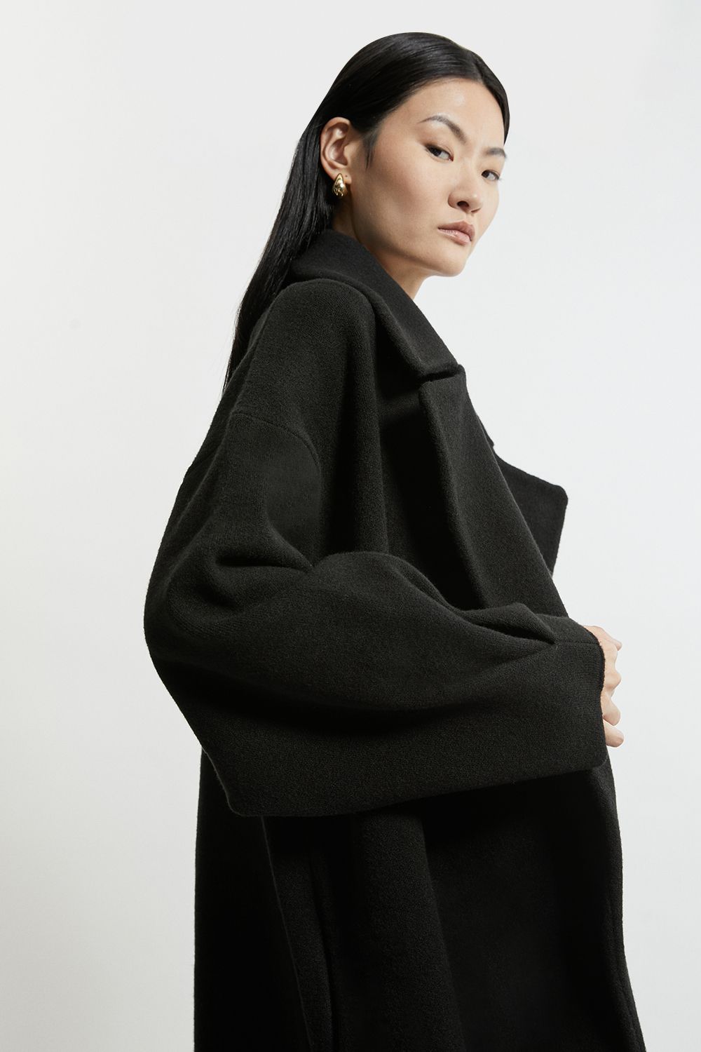 KarenMillen Compact Wool Blend Oversized Knit Coatigan