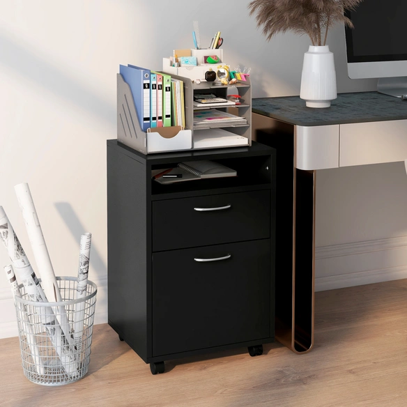 Schubladenschrank, LxBxH: 40x35x60 cm, schwarz