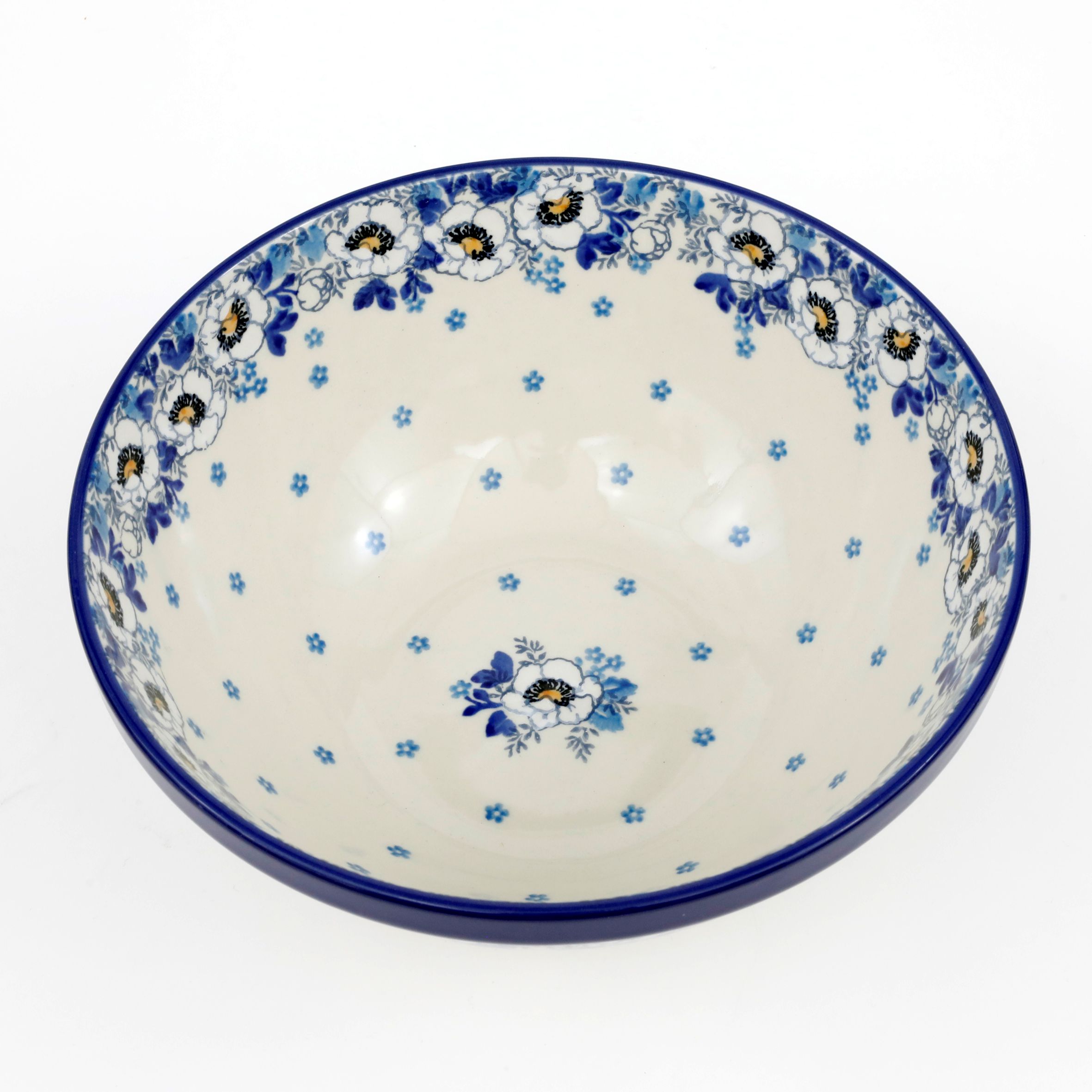 Miska ceramiczna 056 h-10cm  2222X Biało-niebieskie anemony