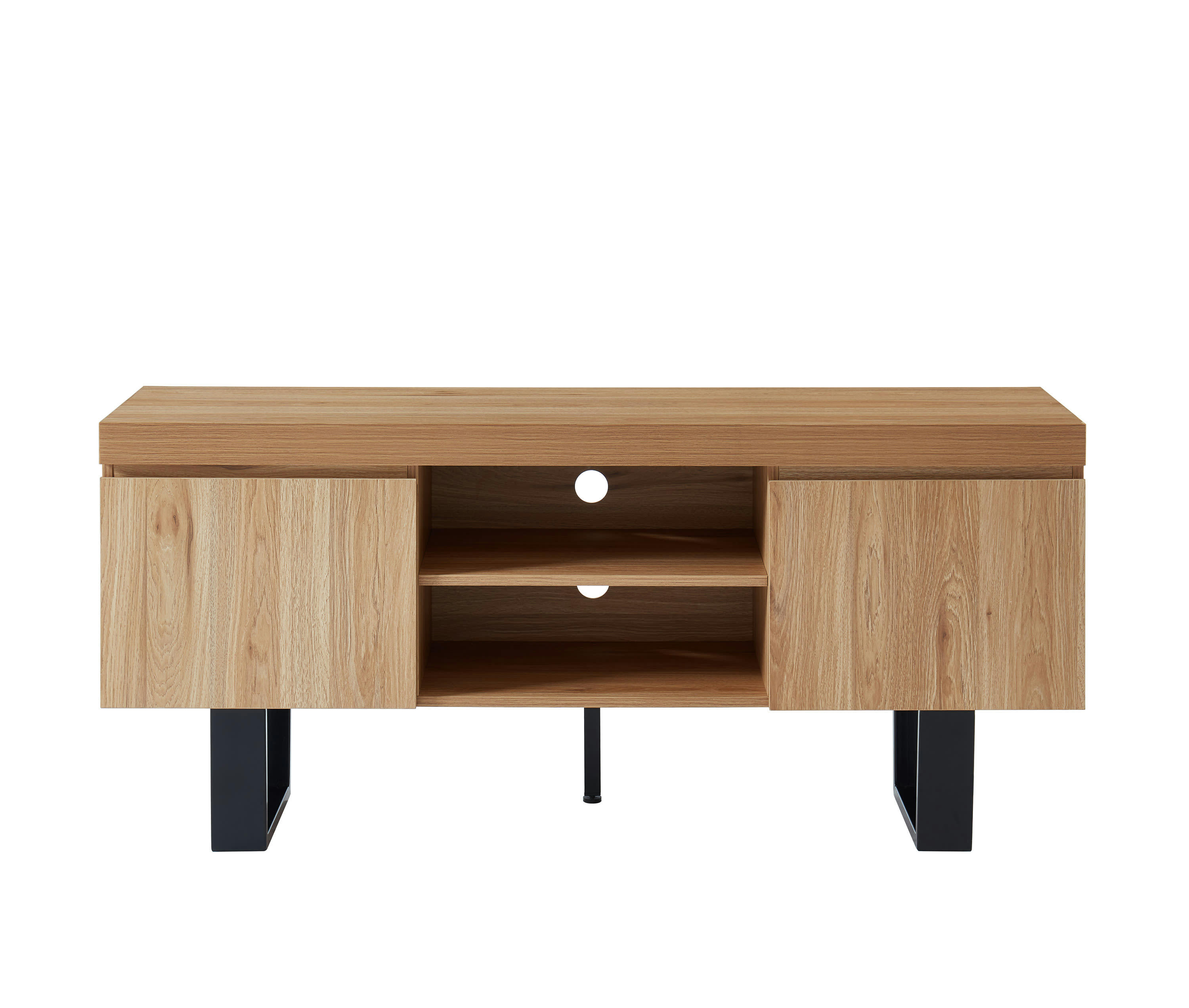 FELIX - Meuble tv   effet chêne et métal noir  140cm