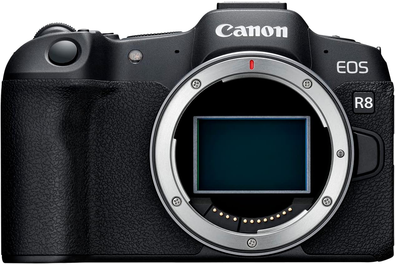 Canon EOS R8 Mirrorless Camera Body  Full‑Frame CMOS Sensor  24.2Megapixels  4K 60p Video  Dual Pixel AutofocusII  Lightweight Camera for Content Creation  Photography and Vlogging  Black