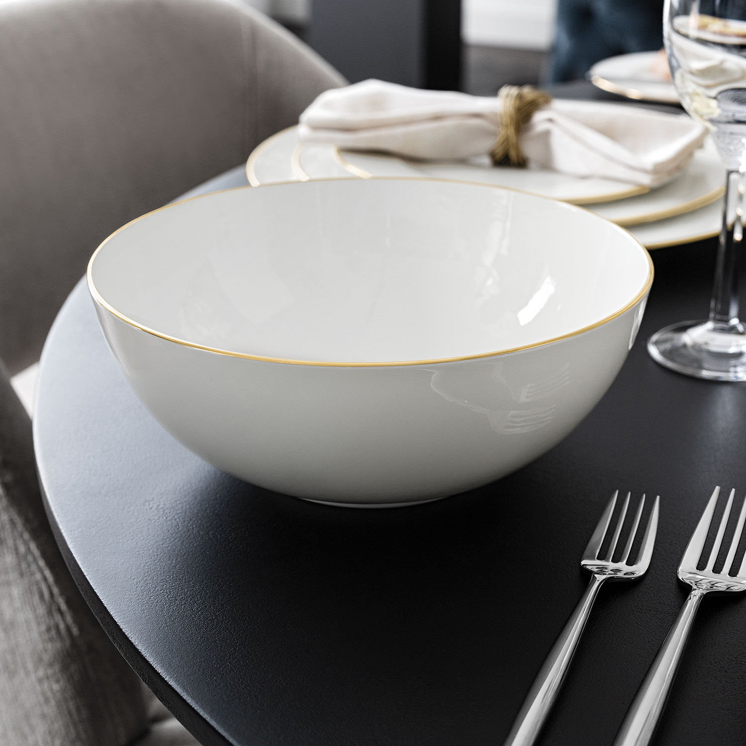 Anmut Serving Bowl - White, 50.8 oz, Premium Bone Porcelain