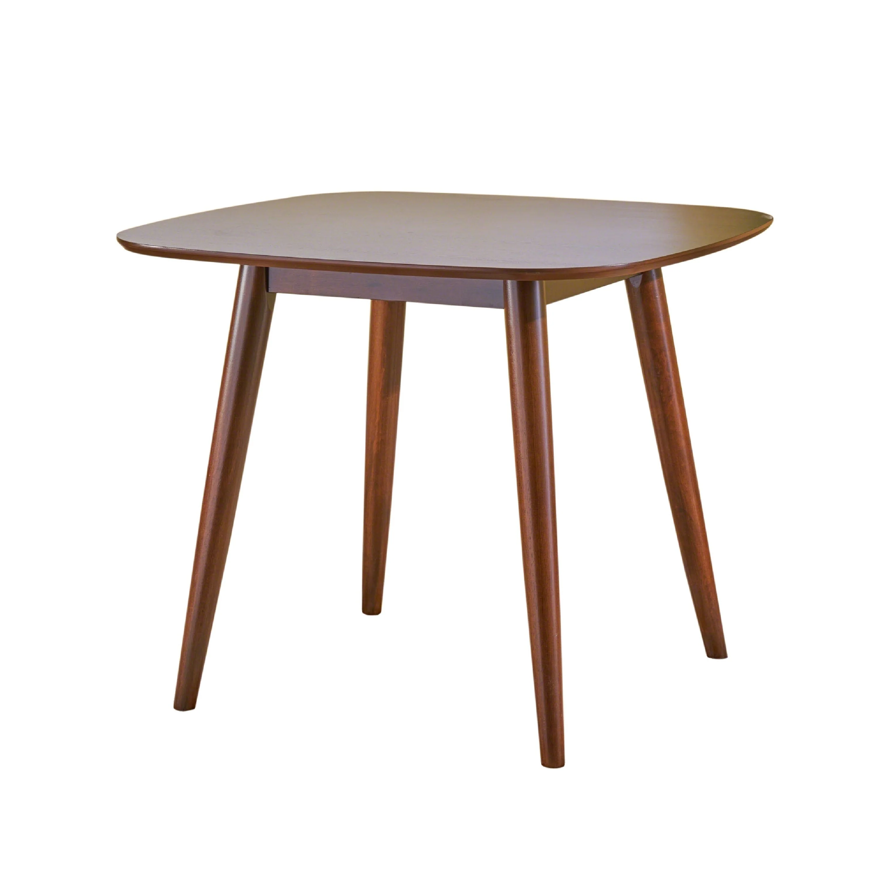 Ruw Dining Table, 36 Inch Square Walnut Brown Wood Top, Splayed Legs