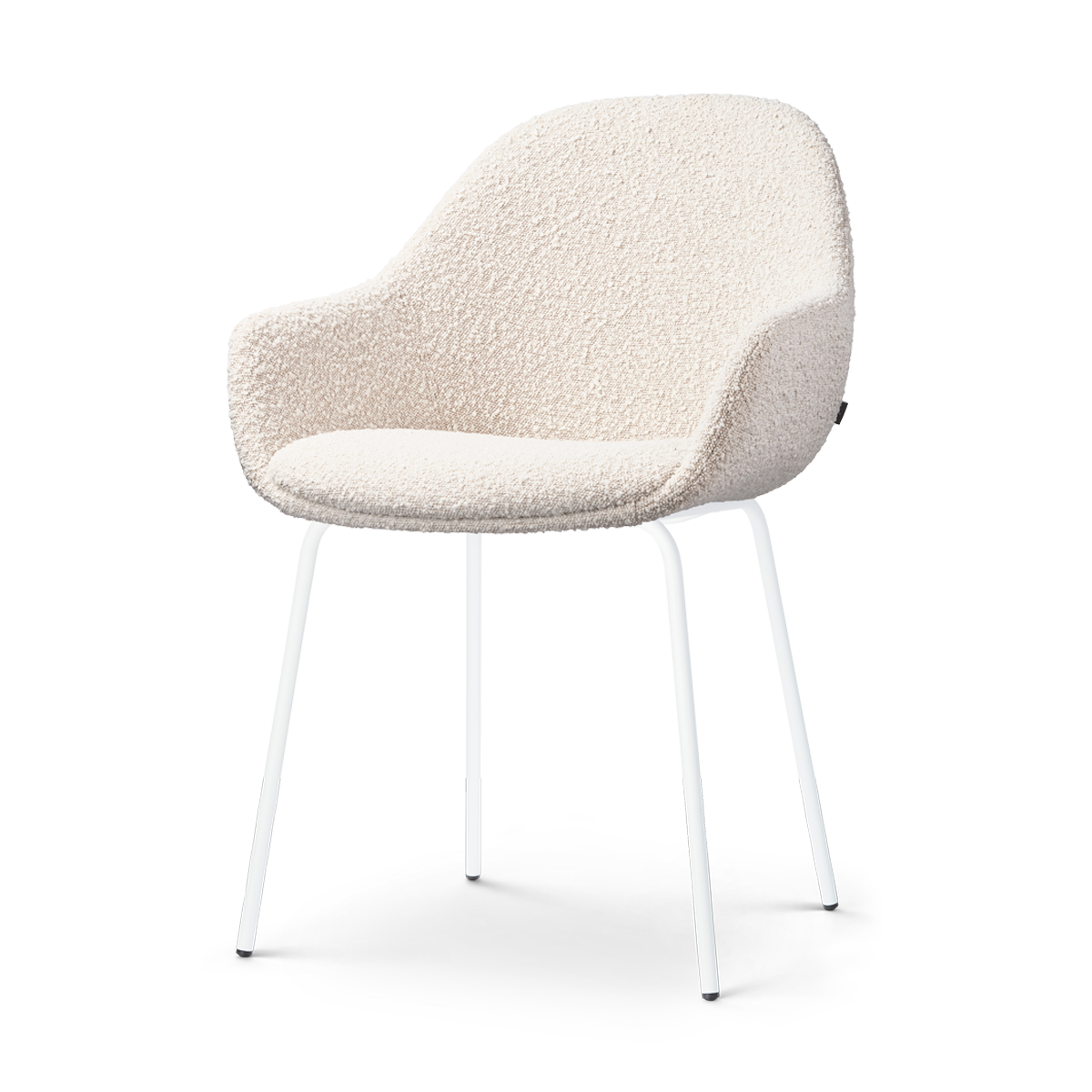 Nolon Nora-Mae Eetkamerstoel Bouclé Beige - Armleuning - Witte Poten