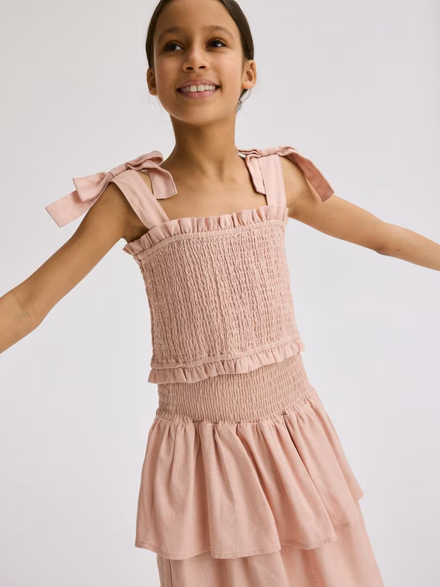 Ruffle Skirt With Linen Blend