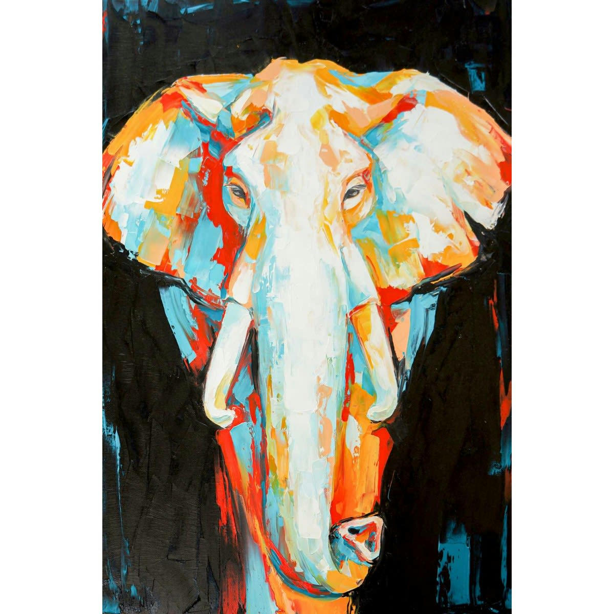 ANIMAUX - Tableau sur toile éléphant coloré 45x65 cm