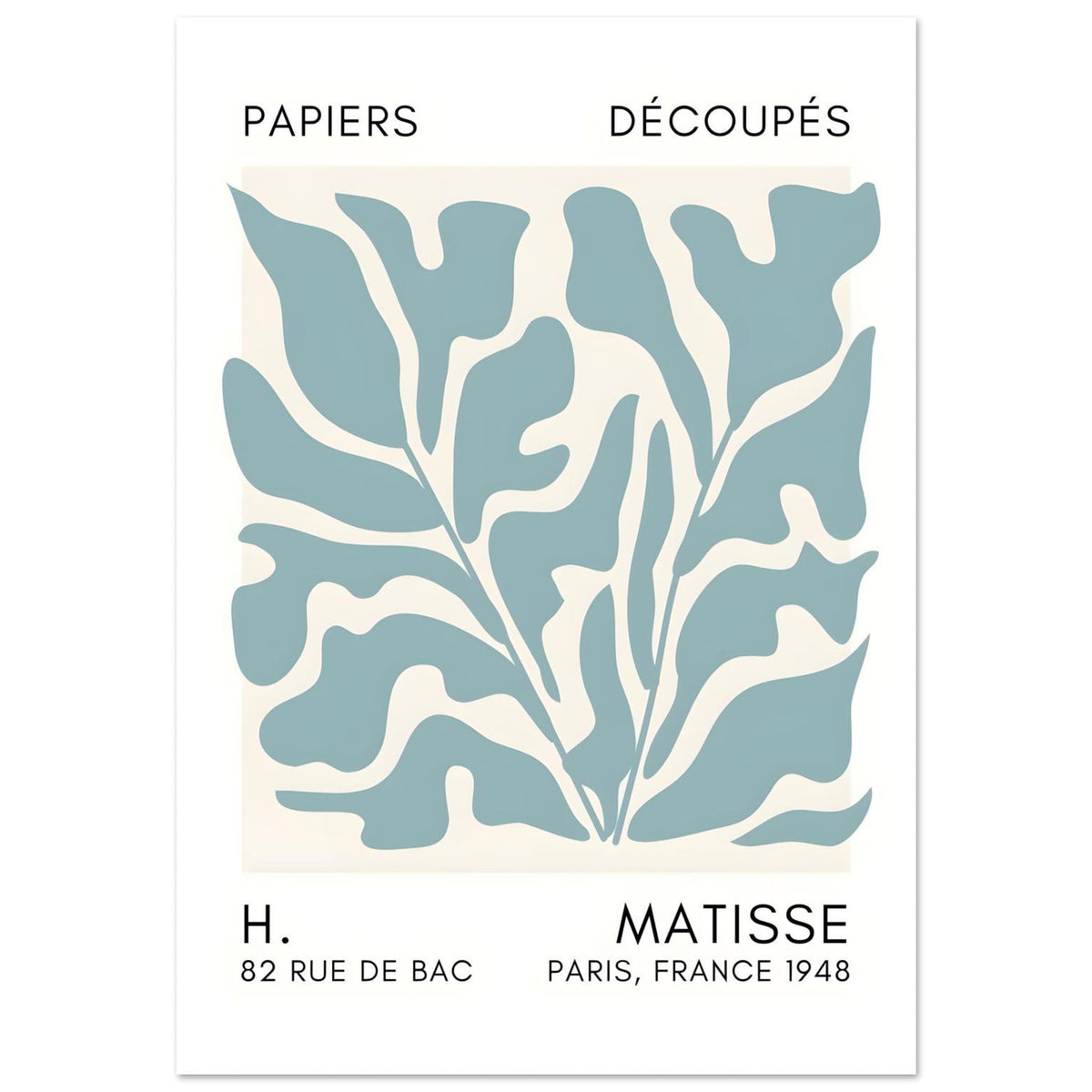 Artfulprints Poster Matisse – Seabed shapes turquoise  - 70x100 cm - Turquoise