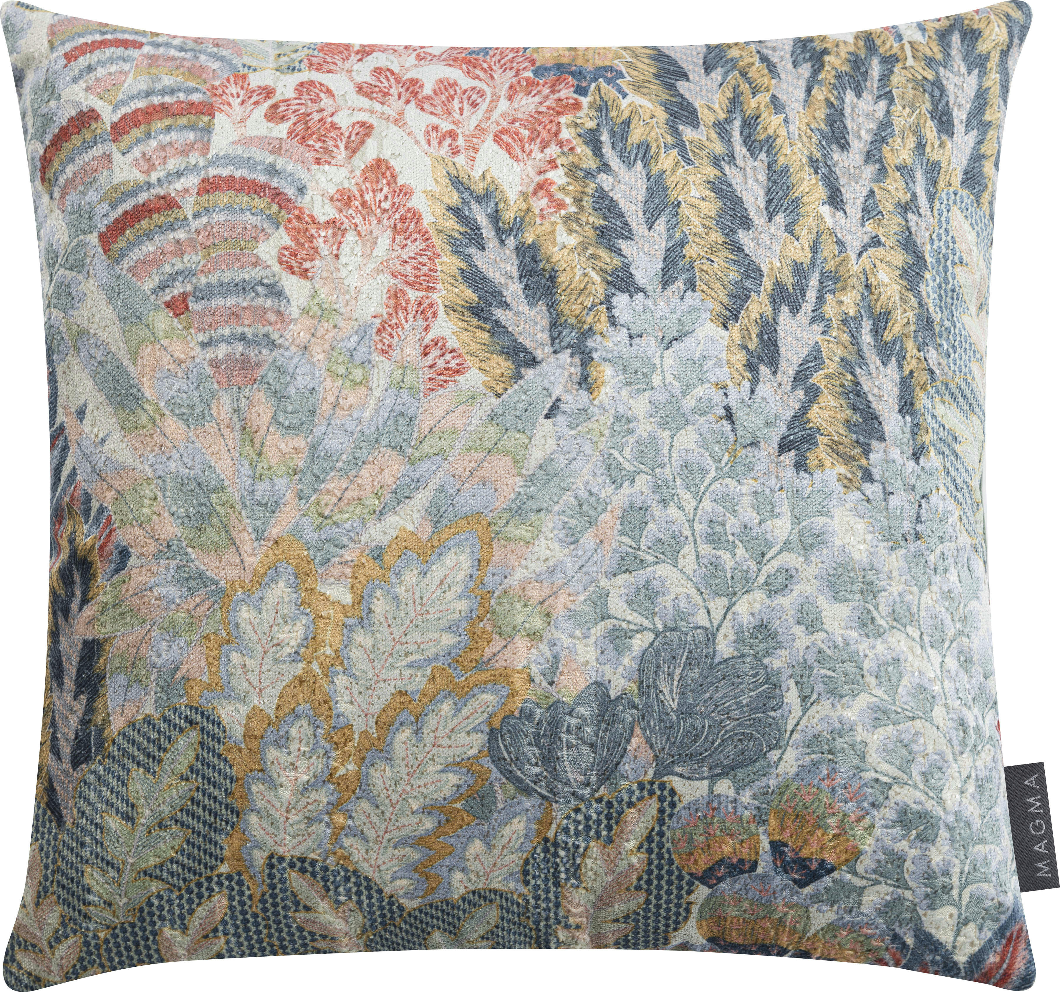 OPHELIA - Housse de coussin imprimé végétal sur velours vert - 40x40