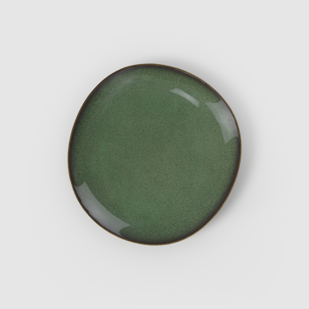 Lave Appetizer/ Bread Plate - Green, 6.9'' x 6.7'', stoneware
