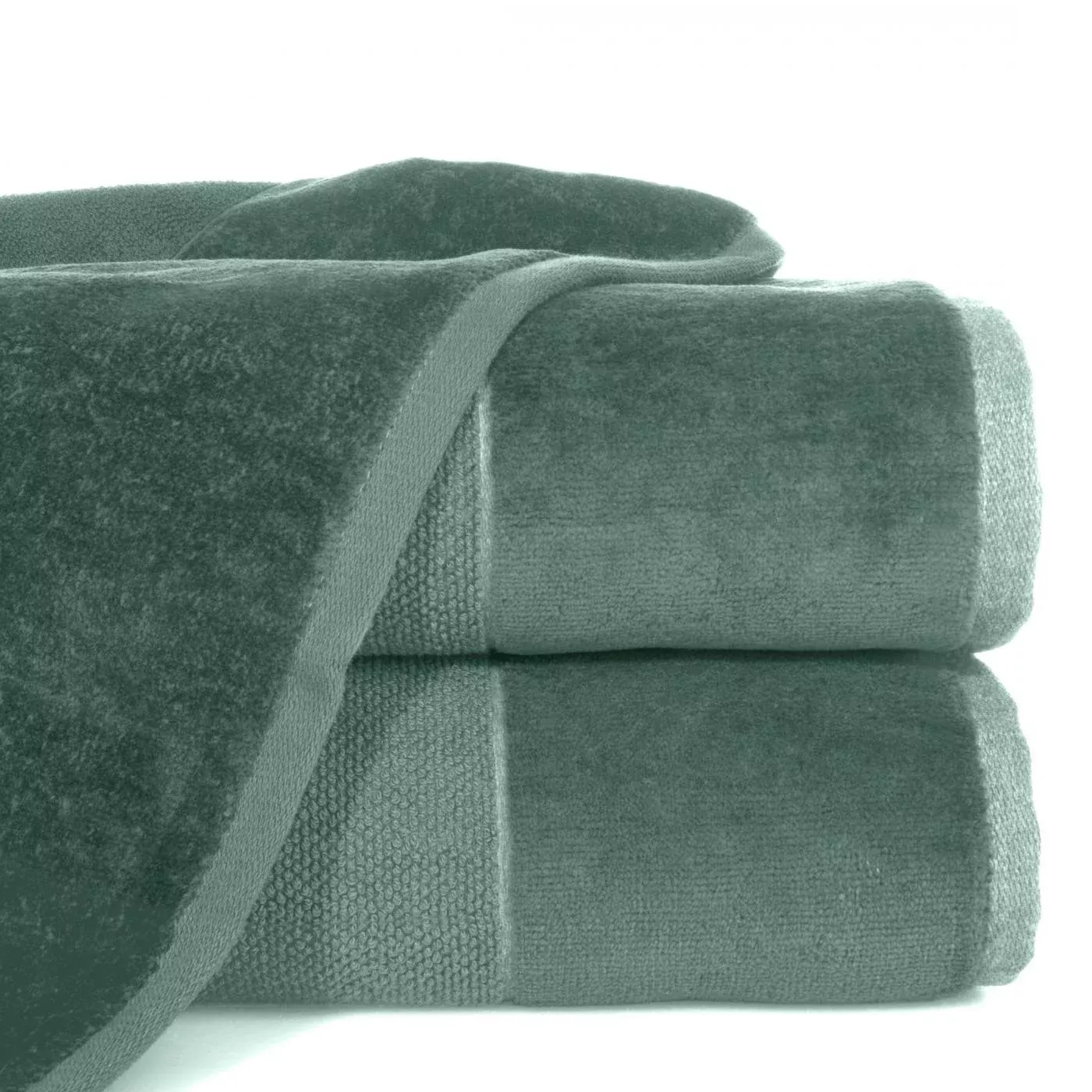 Ręcznik kąpielowy 50x90 cm bawełniany kolor ciemnomiętowy z bordiurą z weluru 500 g/m2 LUCY