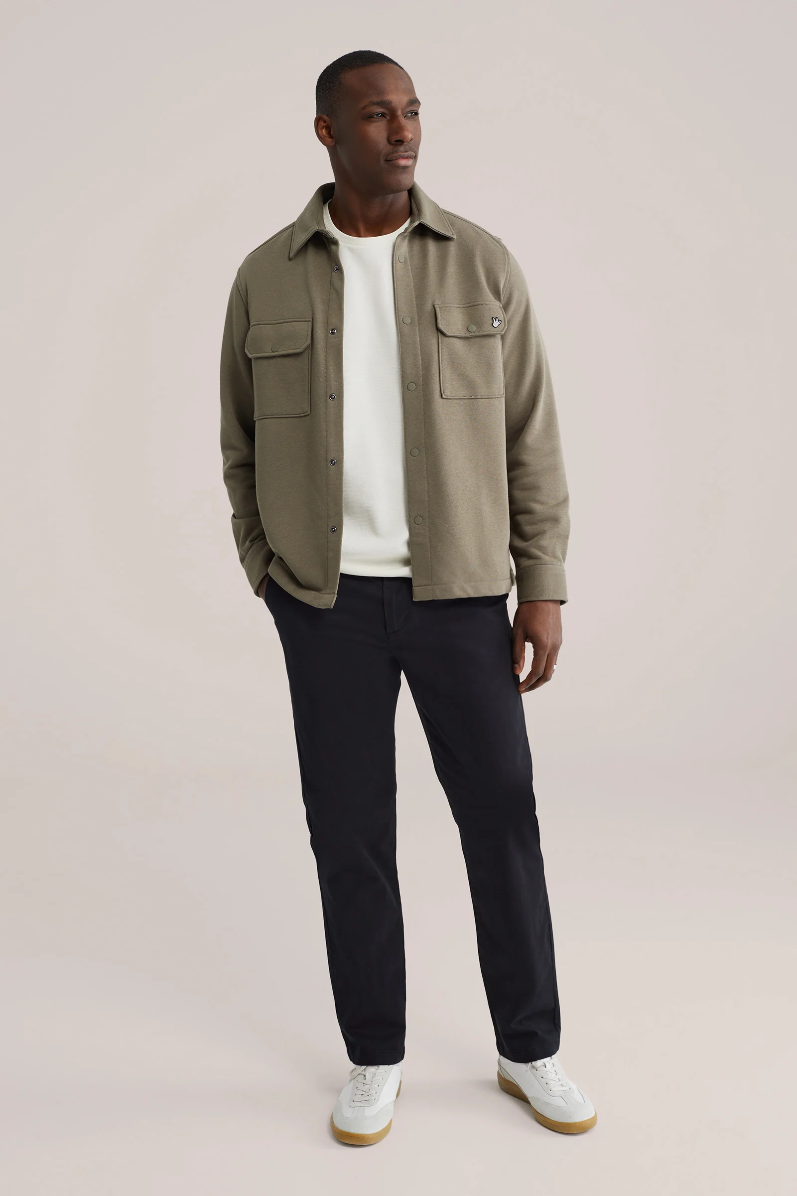 Heren regular fit gebreid overshirt