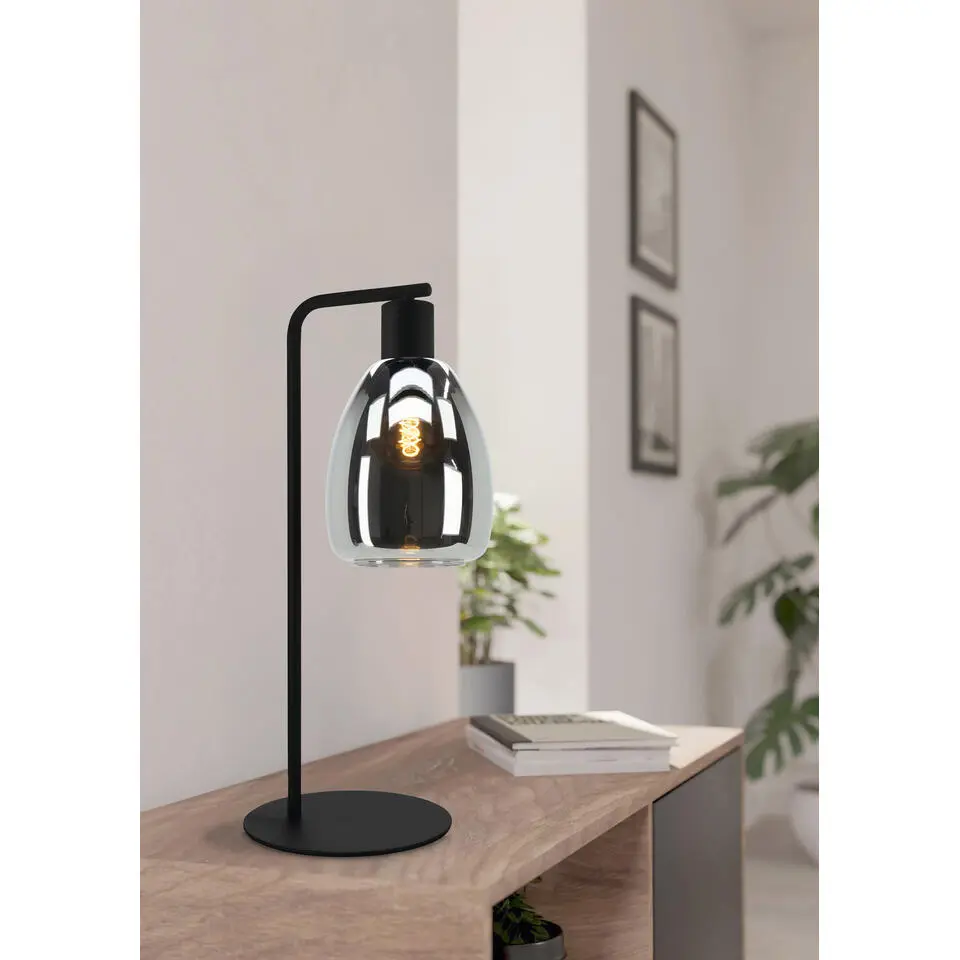 EGLO Chelvey Tafellamp - E27 - 50,5 cm - Rookglas