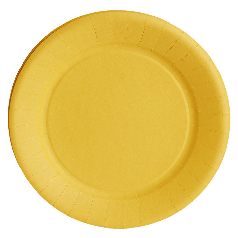 Lot de 10 assiettes en carton jaune Ø23 cm
