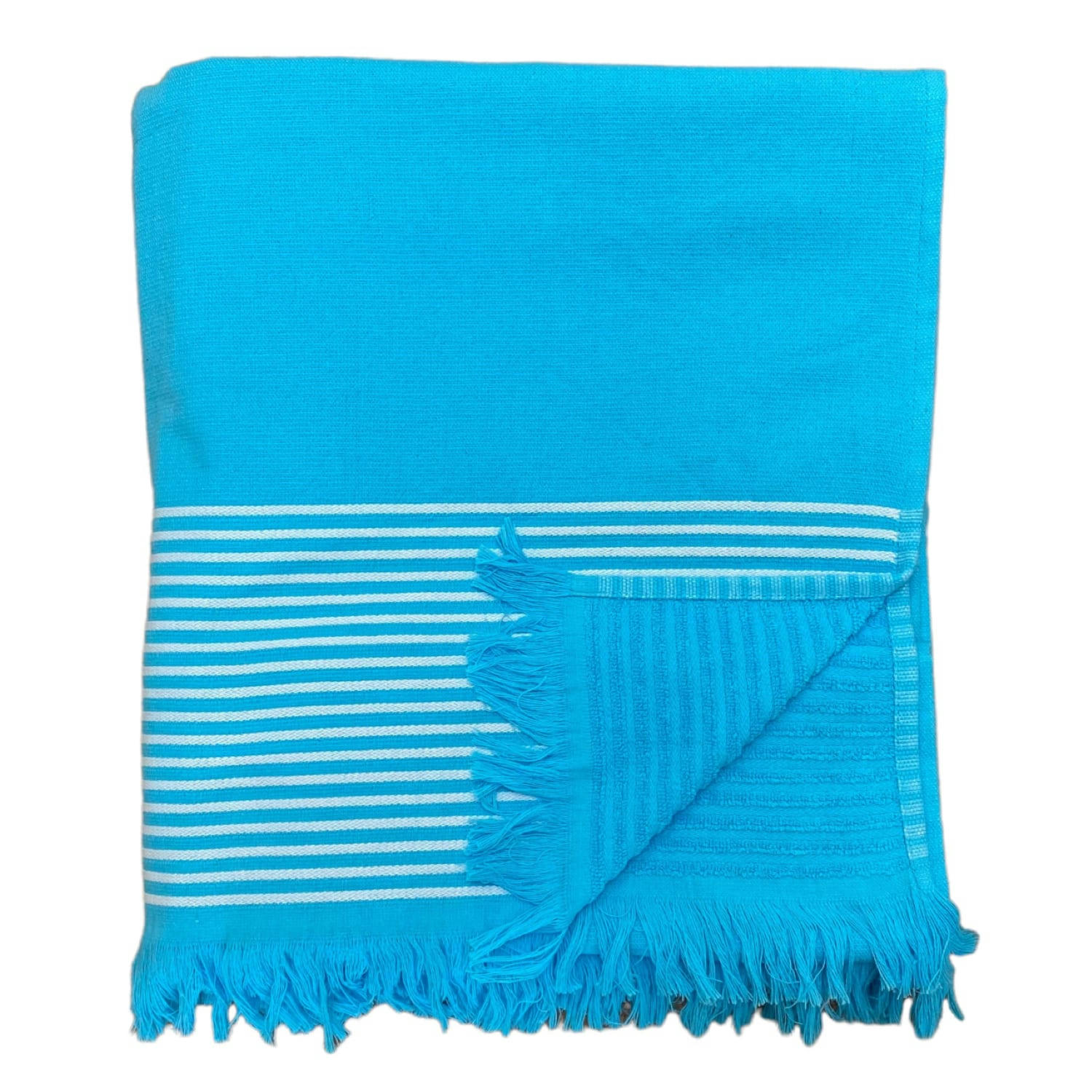 DOUBLÉE ÉPONGE - Fouta doublée éponge "Paski" Turquoise 140x180