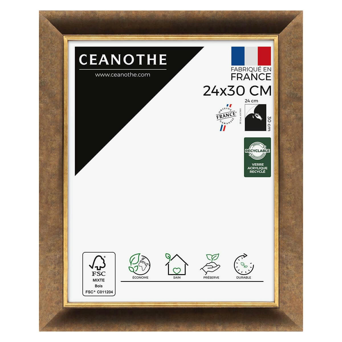 HADES - Cadre photo filet doré 24x30 cm résine recyclée