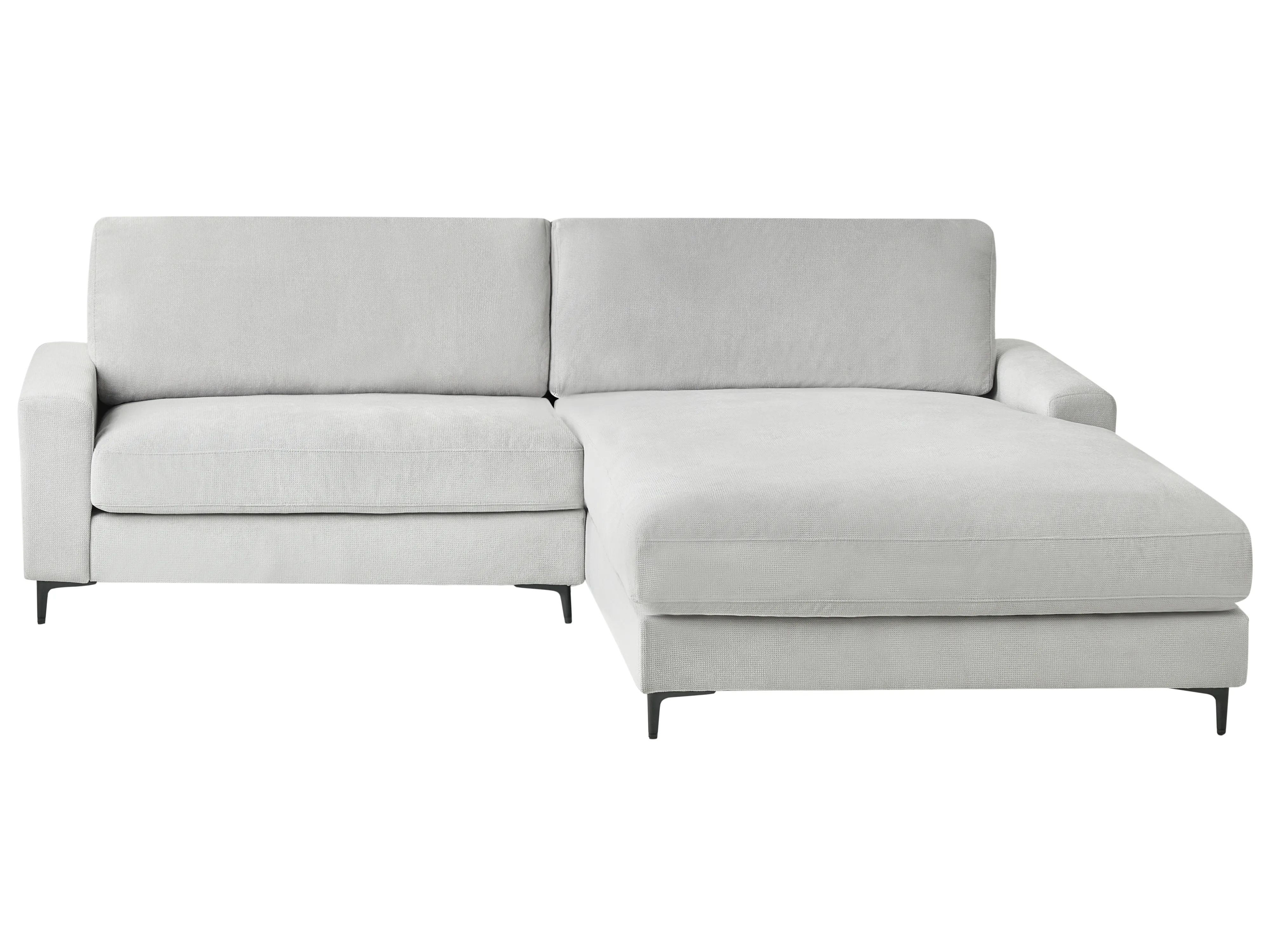 Corner Sofa 3 Seater MALOY Chenille Light Grey Right Hand