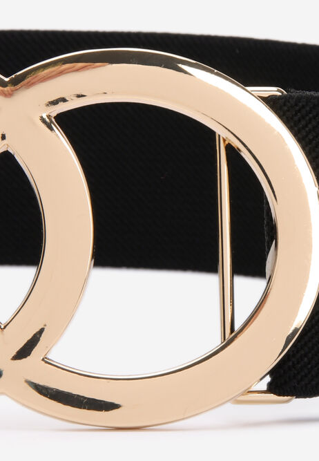 Womens Black Double Circle Elastic Belt