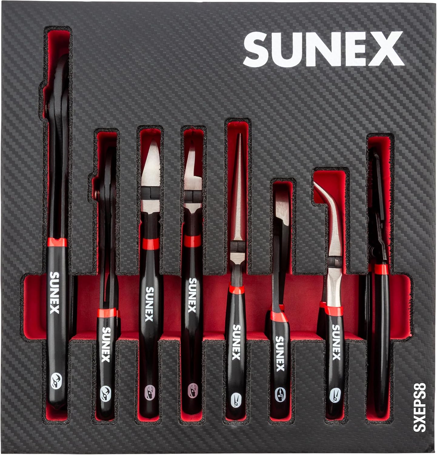 Sunex Tools - 8 PIECE PLIER SET IN EVA FOAM STORAGE TRAY